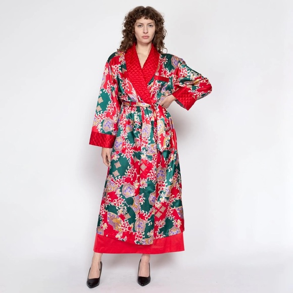 Victoria's Secret Other - Victoria's Secret Gold Label VTG Quilted Satin Maxi Robe - M/L